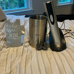 Oster 4-1 Wine Kit, Oster Stainless Steal Wine Chiller, & 4 Wine Bottle Stoppers